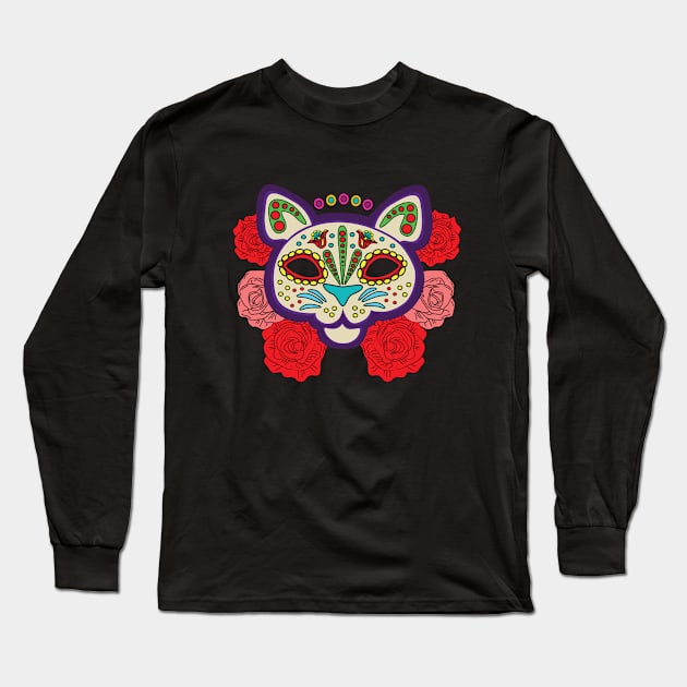 Cat Mask And Flower Long Sleeve T-Shirt by ThyShirtProject - Affiliate